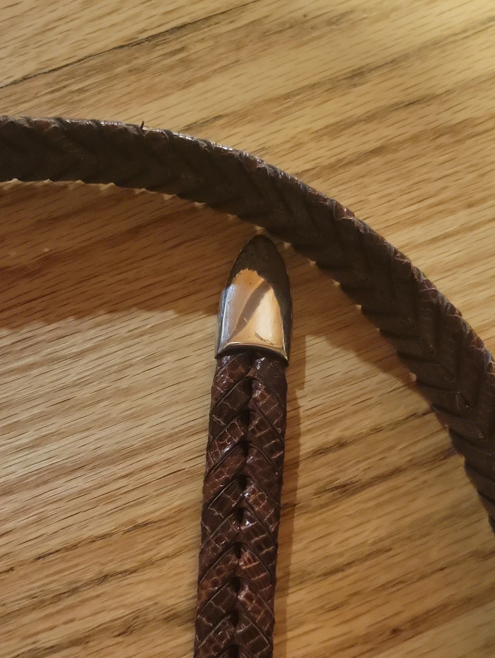 Mezlan Men's Brown Braided Leather Belt with Silver Buckle